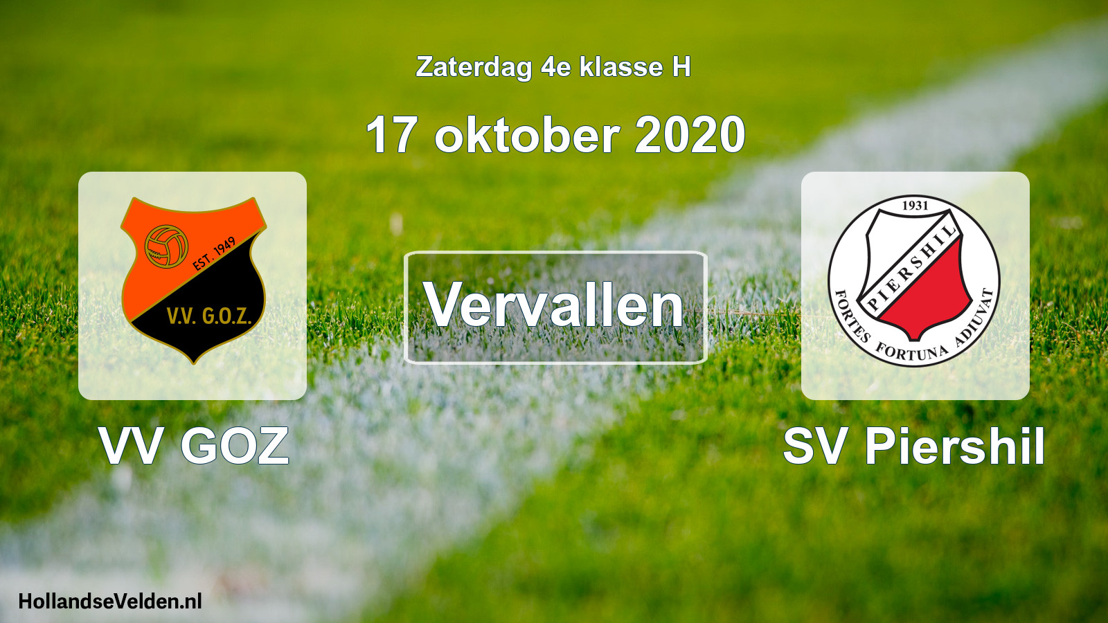 Scheduled Match: VV GOZ - SV Piershil (17 October 2020)