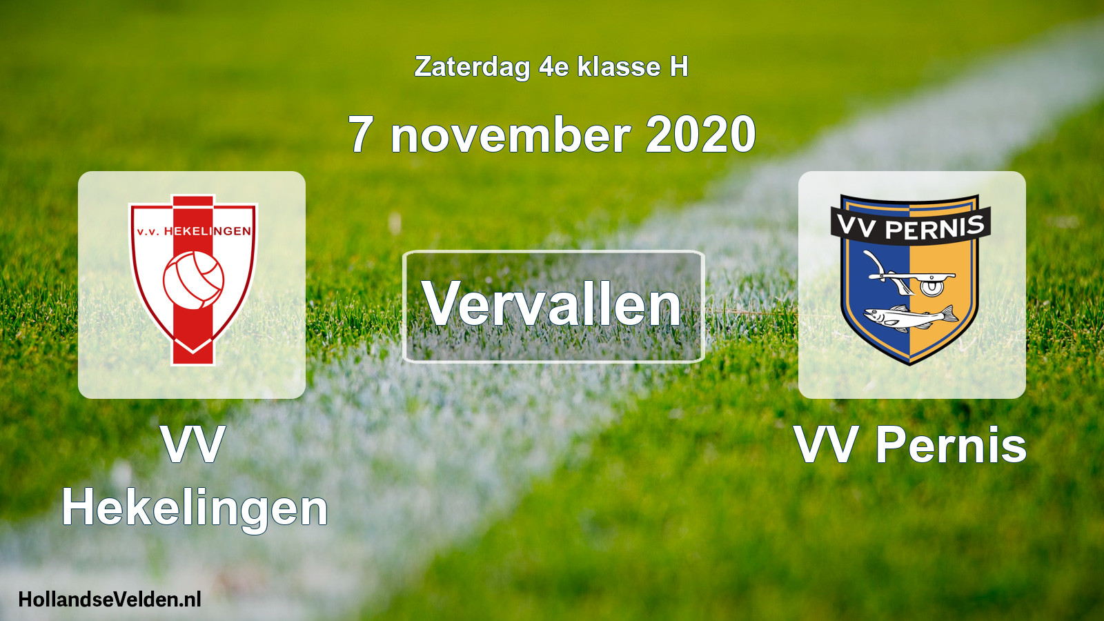 Scheduled Match: VV Hekelingen - VV Pernis (7 November 2020)