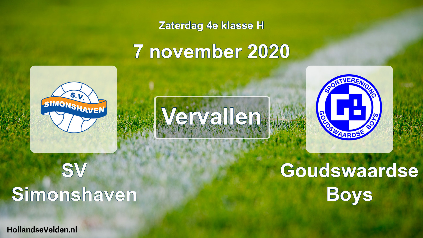 Scheduled Match: SV Simonshaven - Goudswaardse Boys (7 November 2020)