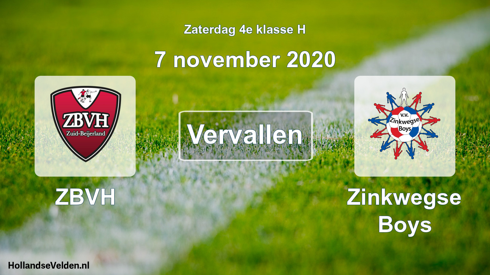 Scheduled Match: ZBVH - Zinkwegse Boys (7 November 2020)