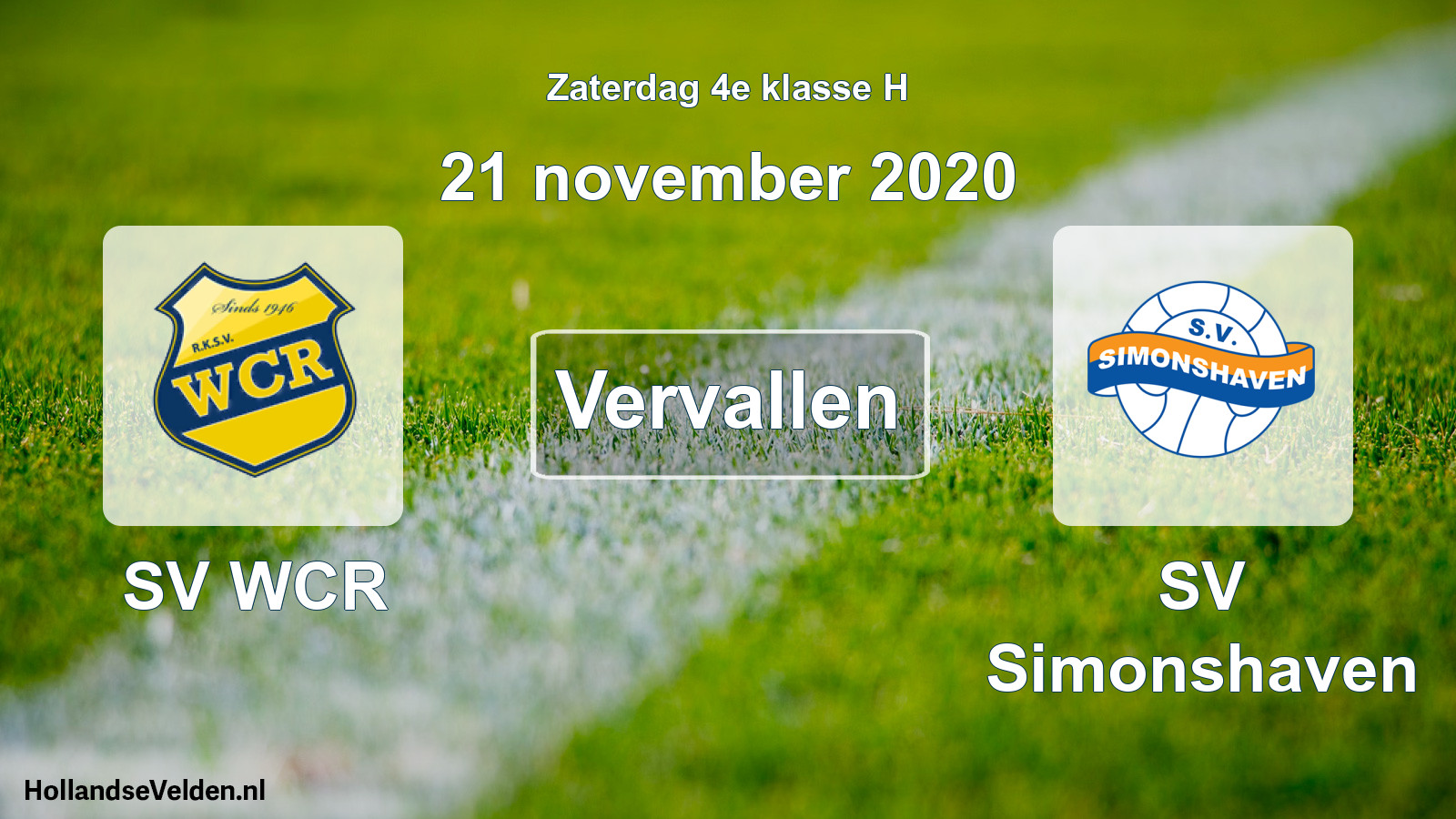 Scheduled Match: SV WCR - SV Simonshaven (21 November 2020)
