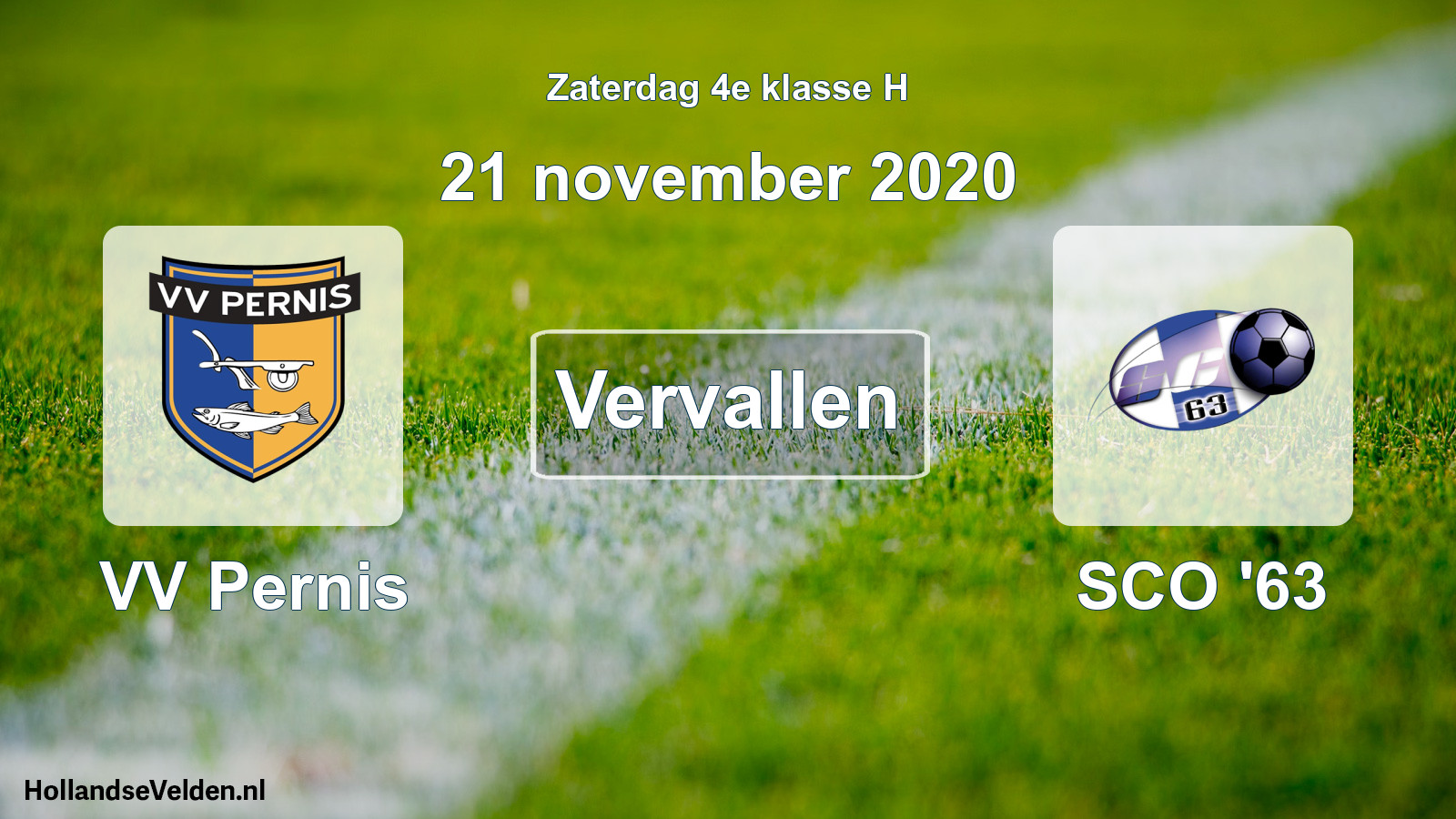 Scheduled Match: VV Pernis - SCO '63 (21 November 2020)