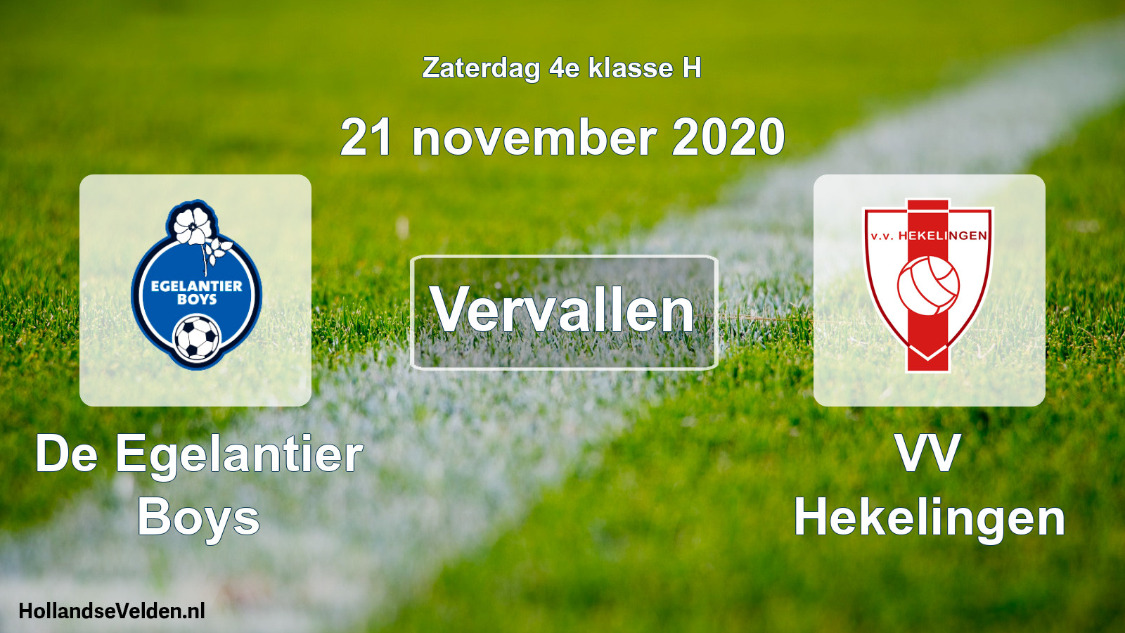 Scheduled Match: De Egelantier Boys - VV Hekelingen (21 November 2020)