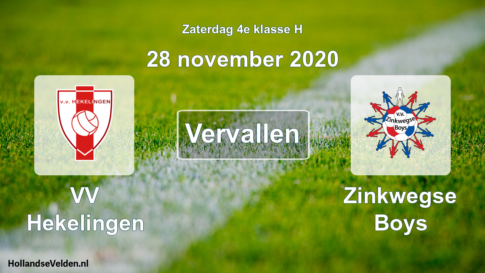 Scheduled Match: VV Hekelingen - Zinkwegse Boys (28 November 2020)