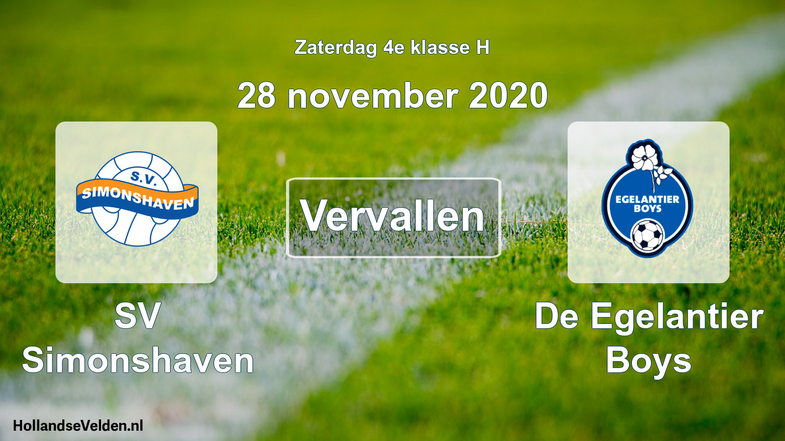 Scheduled Match: SV Simonshaven - De Egelantier Boys (28 November 2020)