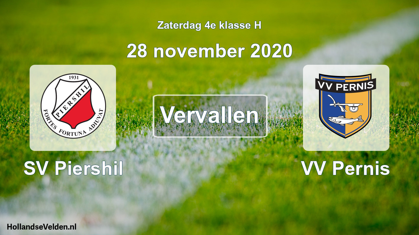 Scheduled Match: SV Piershil - VV Pernis (28 November 2020)