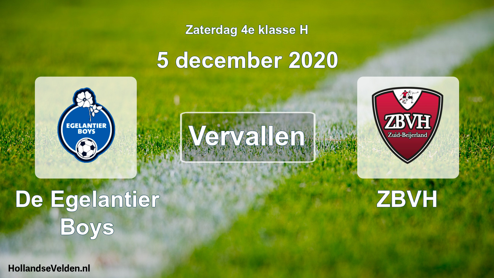 Scheduled Match: De Egelantier Boys - ZBVH (5 December 2020)