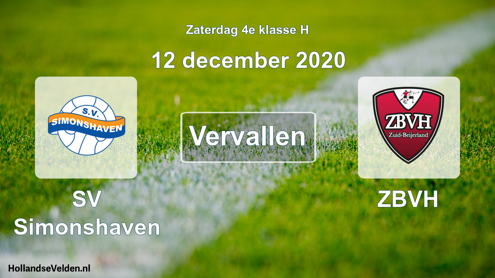 Scheduled Match: SV Simonshaven - ZBVH (12 December 2020)