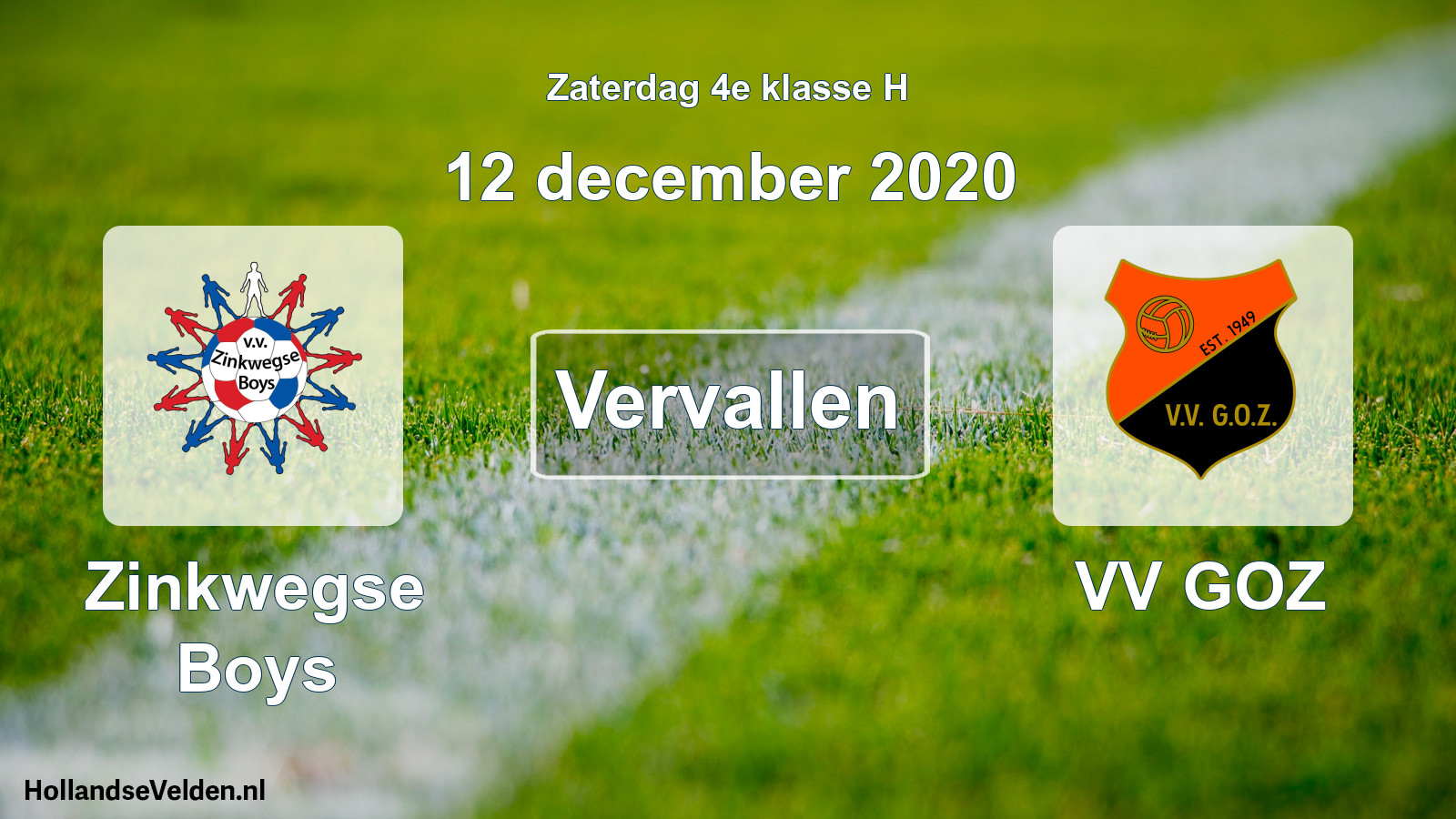 Scheduled Match: Zinkwegse Boys - VV GOZ (12 December 2020)