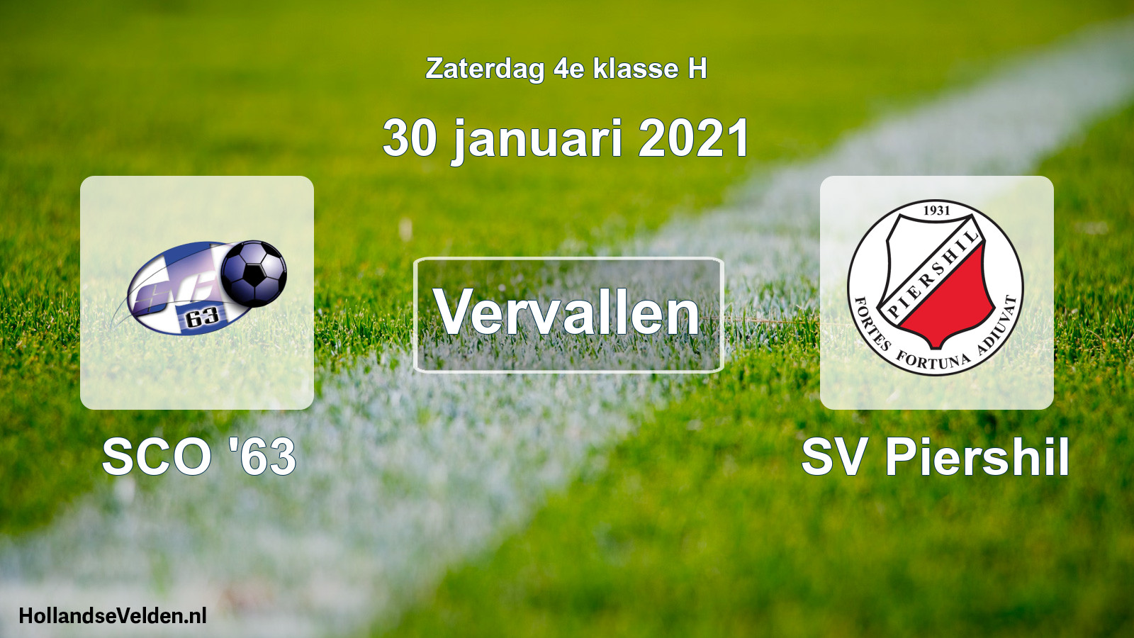 Scheduled Match: SCO '63 - SV Piershil (30 January 2021)