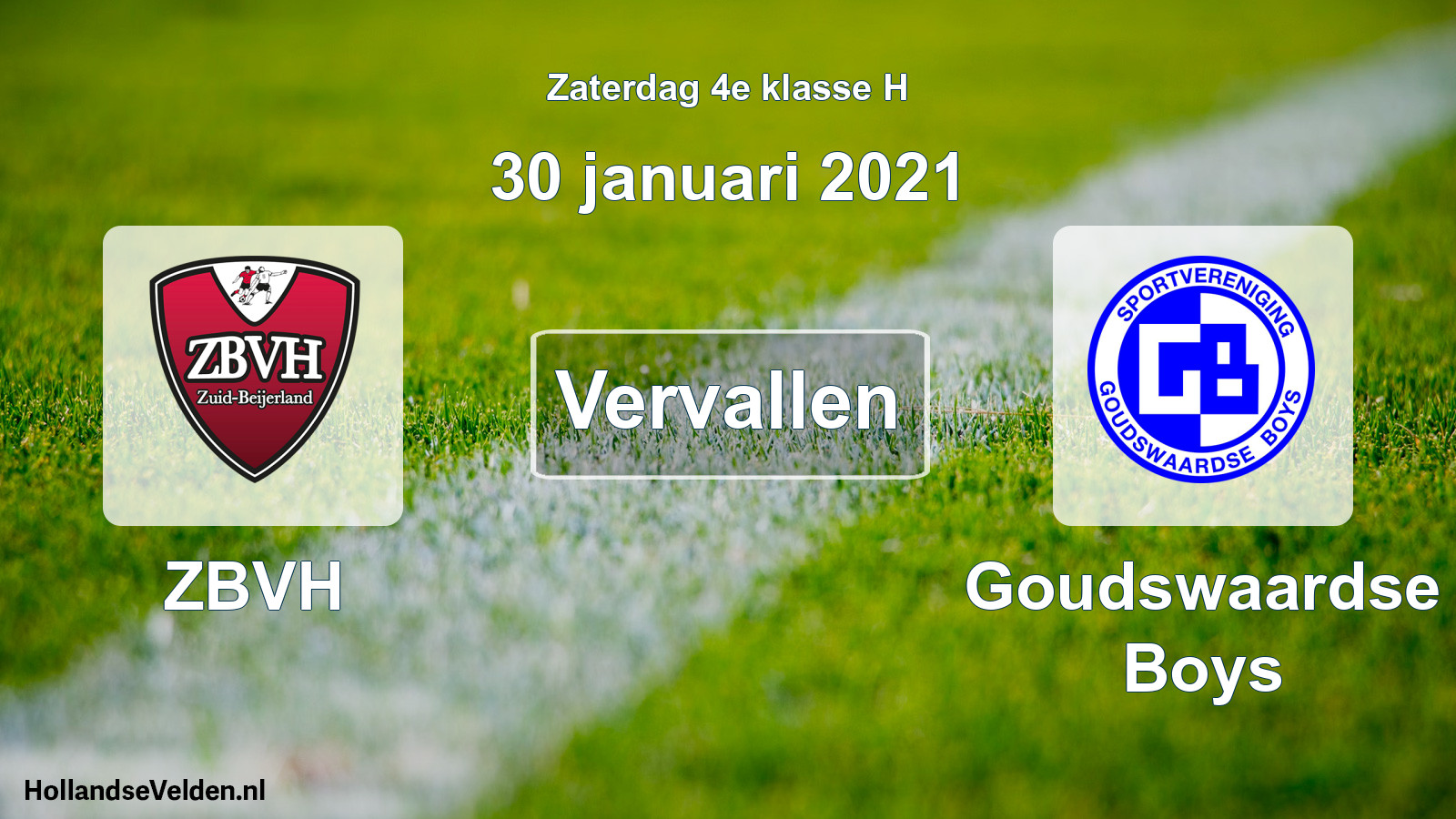Scheduled Match: ZBVH - Goudswaardse Boys (30 January 2021)