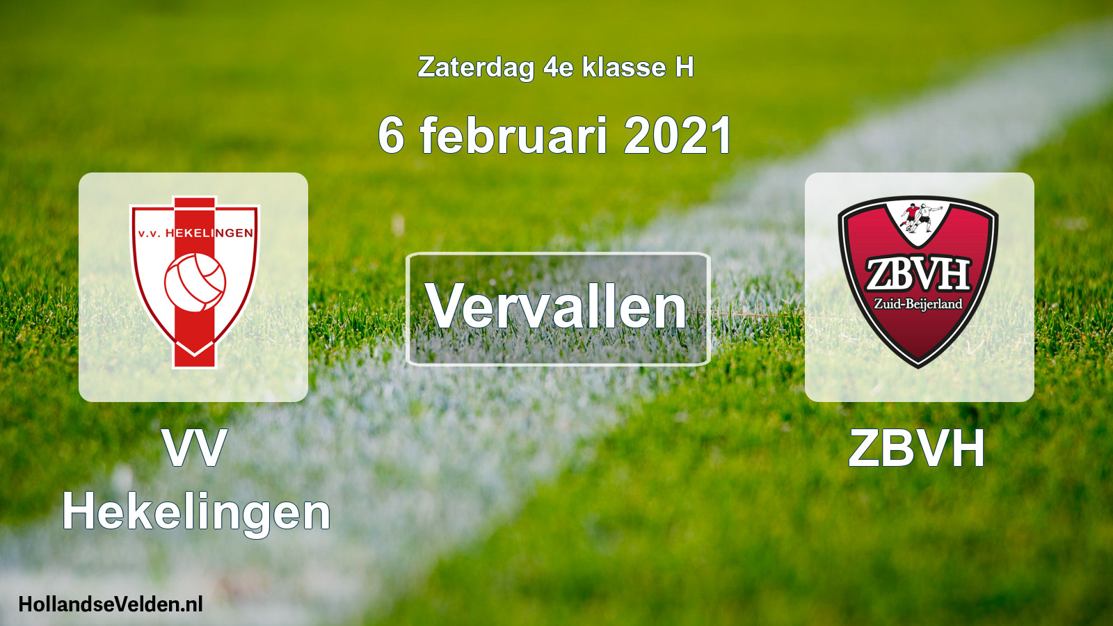 Scheduled Match: VV Hekelingen - ZBVH (6 February 2021)