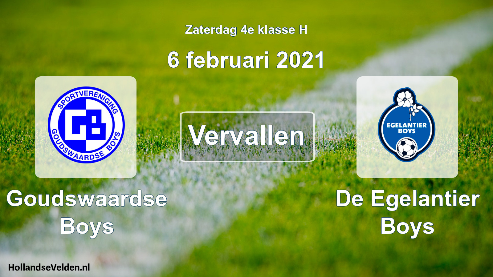 Scheduled Match: Goudswaardse Boys - De Egelantier Boys (6 February 2021)