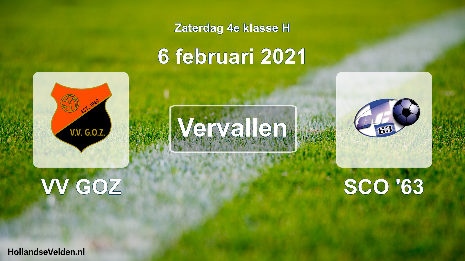 Scheduled Match: VV GOZ - SCO '63 (6 February 2021)
