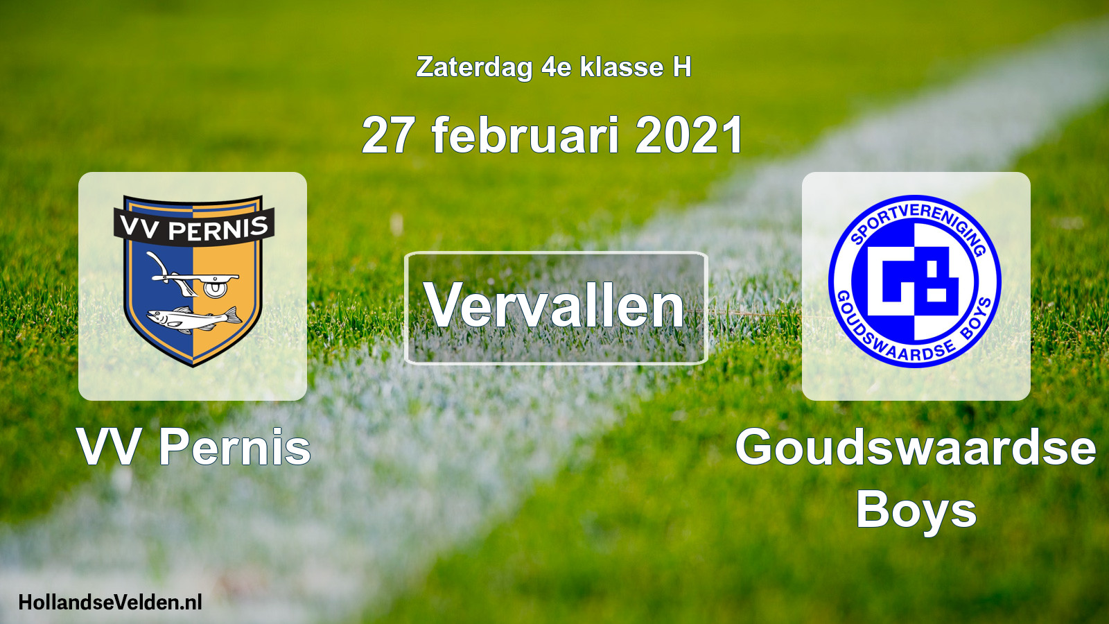 Scheduled Match: VV Pernis - Goudswaardse Boys (27 February 2021)
