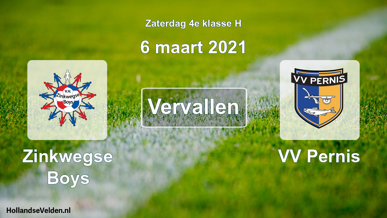 Scheduled Match: Zinkwegse Boys - VV Pernis (6 March 2021)