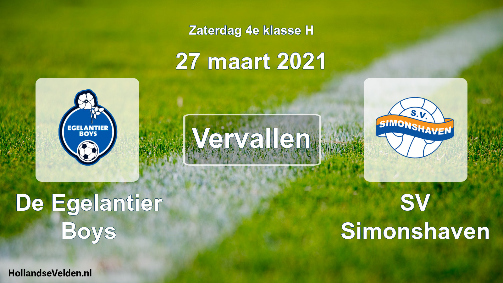 Scheduled Match: De Egelantier Boys - SV Simonshaven (27 March 2021)