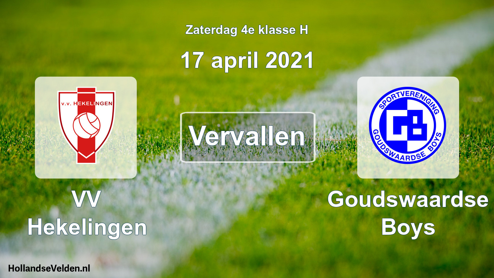 Scheduled Match: VV Hekelingen - Goudswaardse Boys (17 April 2021)