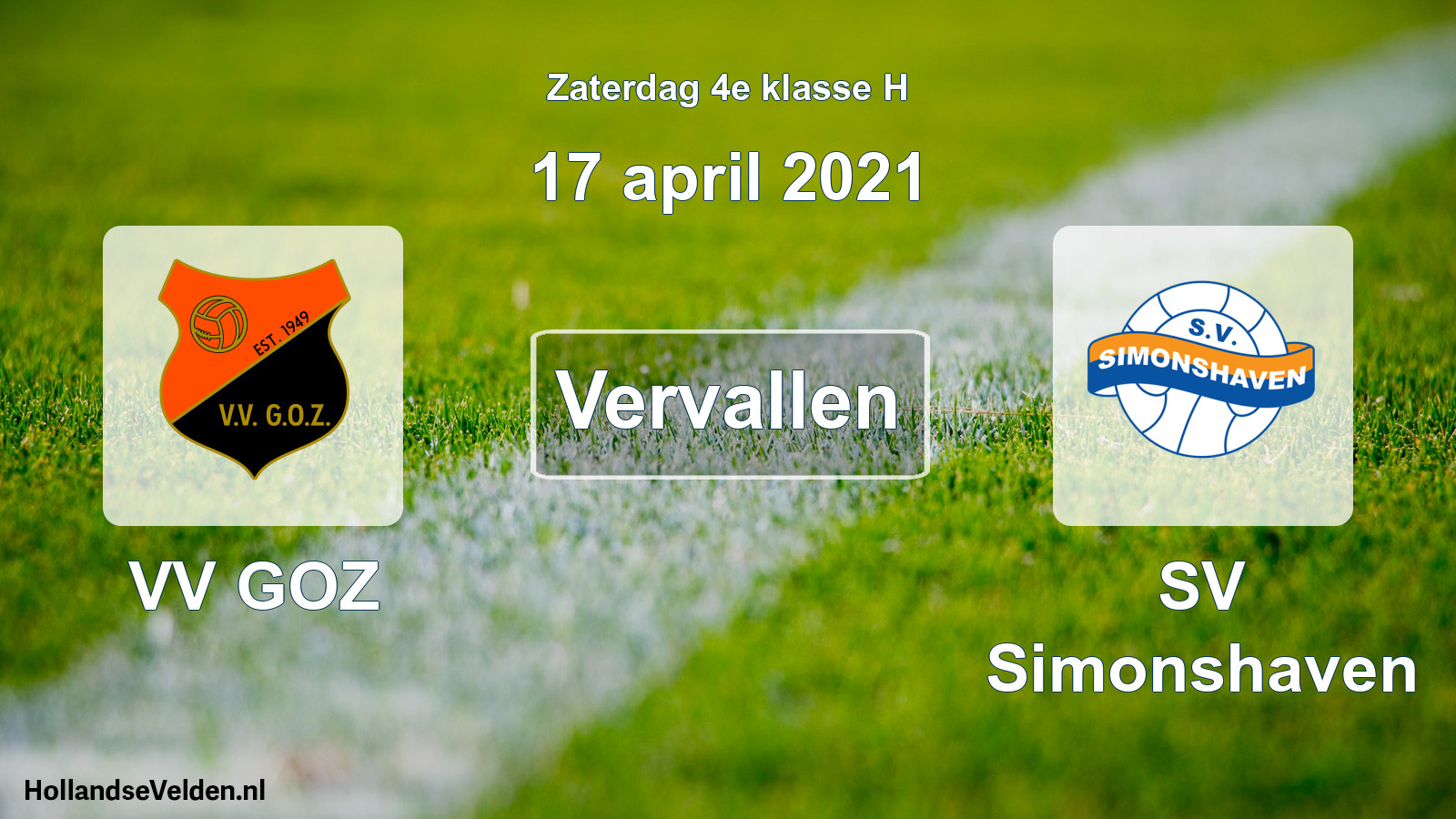 Scheduled Match: VV GOZ - SV Simonshaven (17 April 2021)