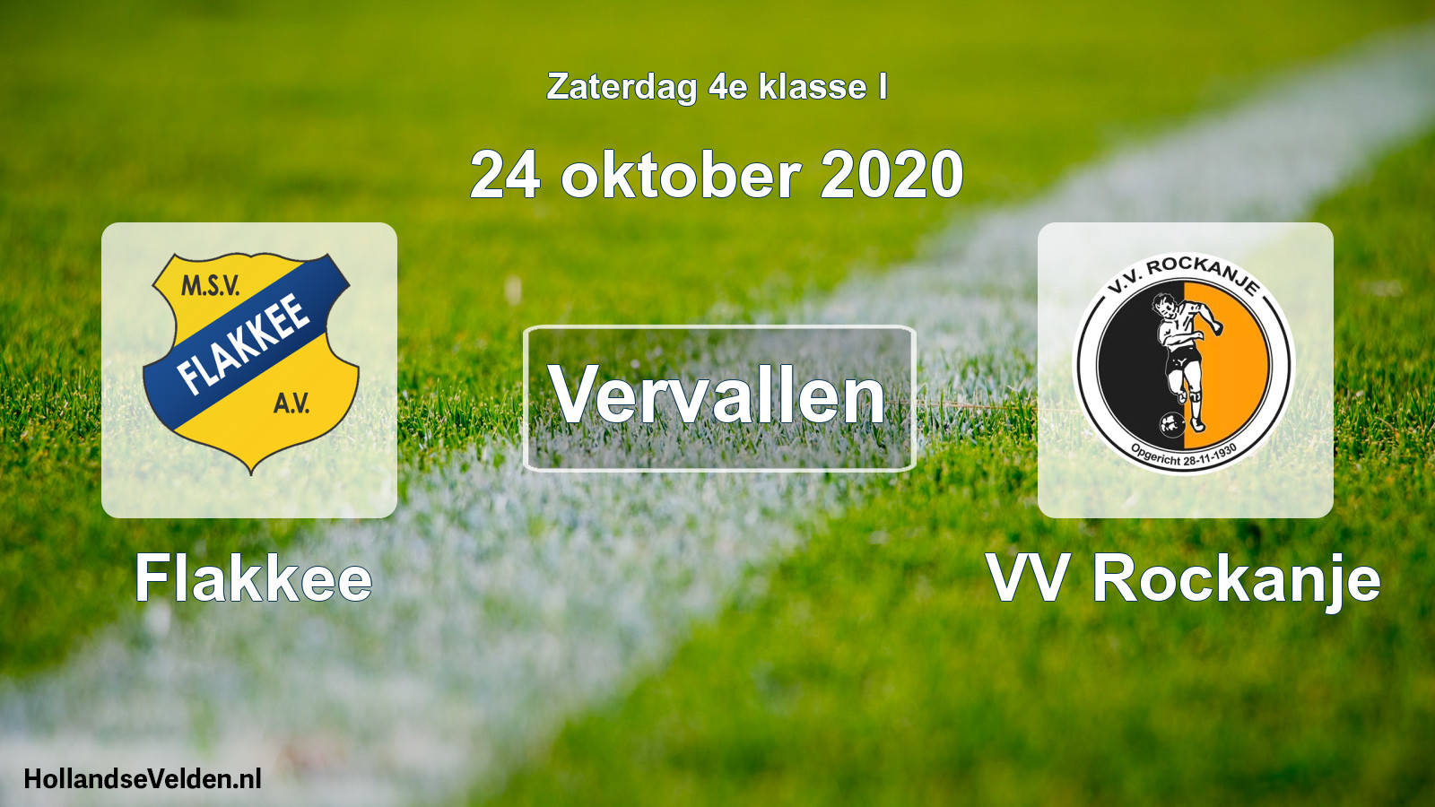 Scheduled Match: Flakkee - VV Rockanje (24 October 2020)