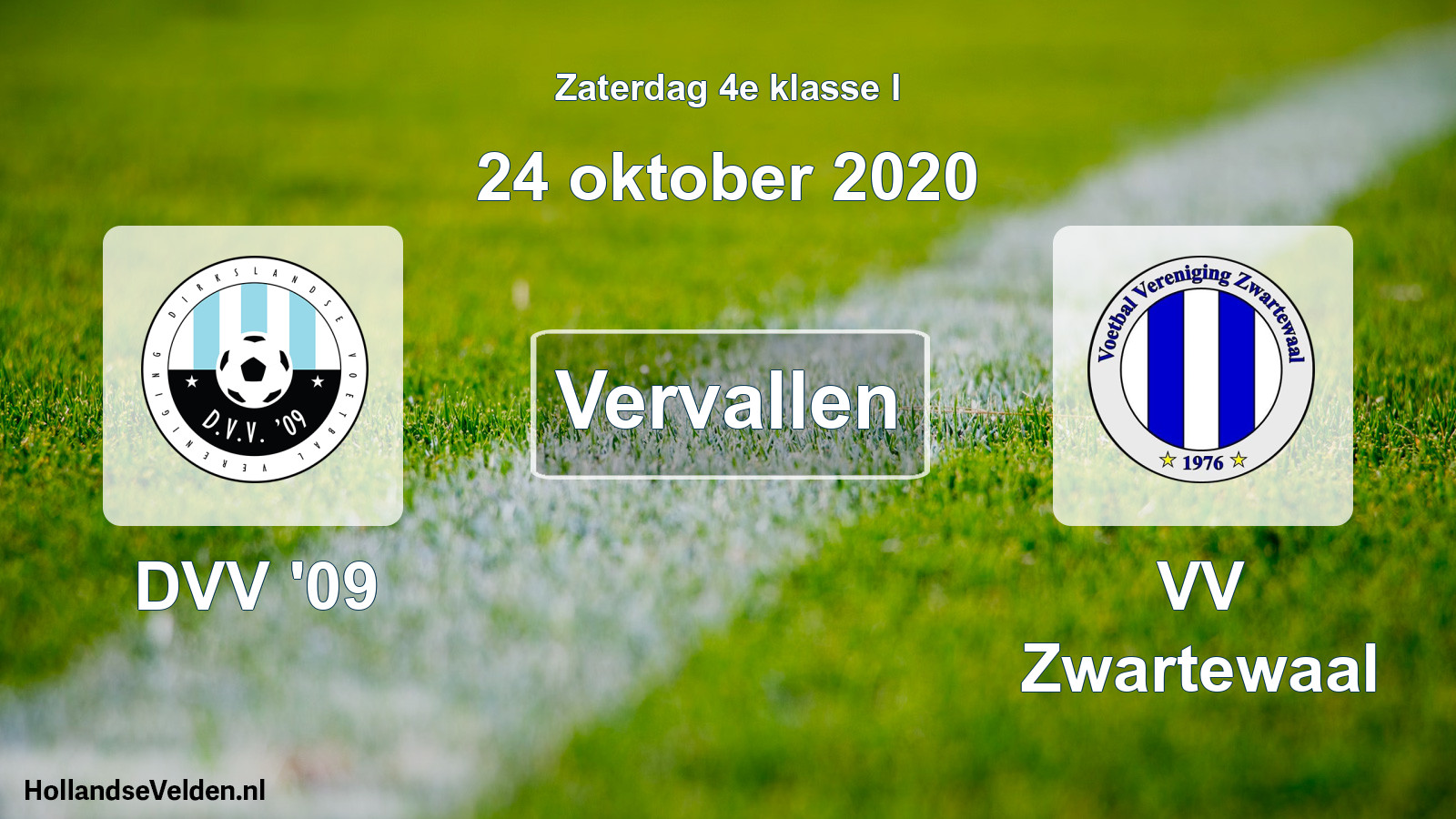 Scheduled Match: DVV '09 - VV Zwartewaal (24 October 2020)