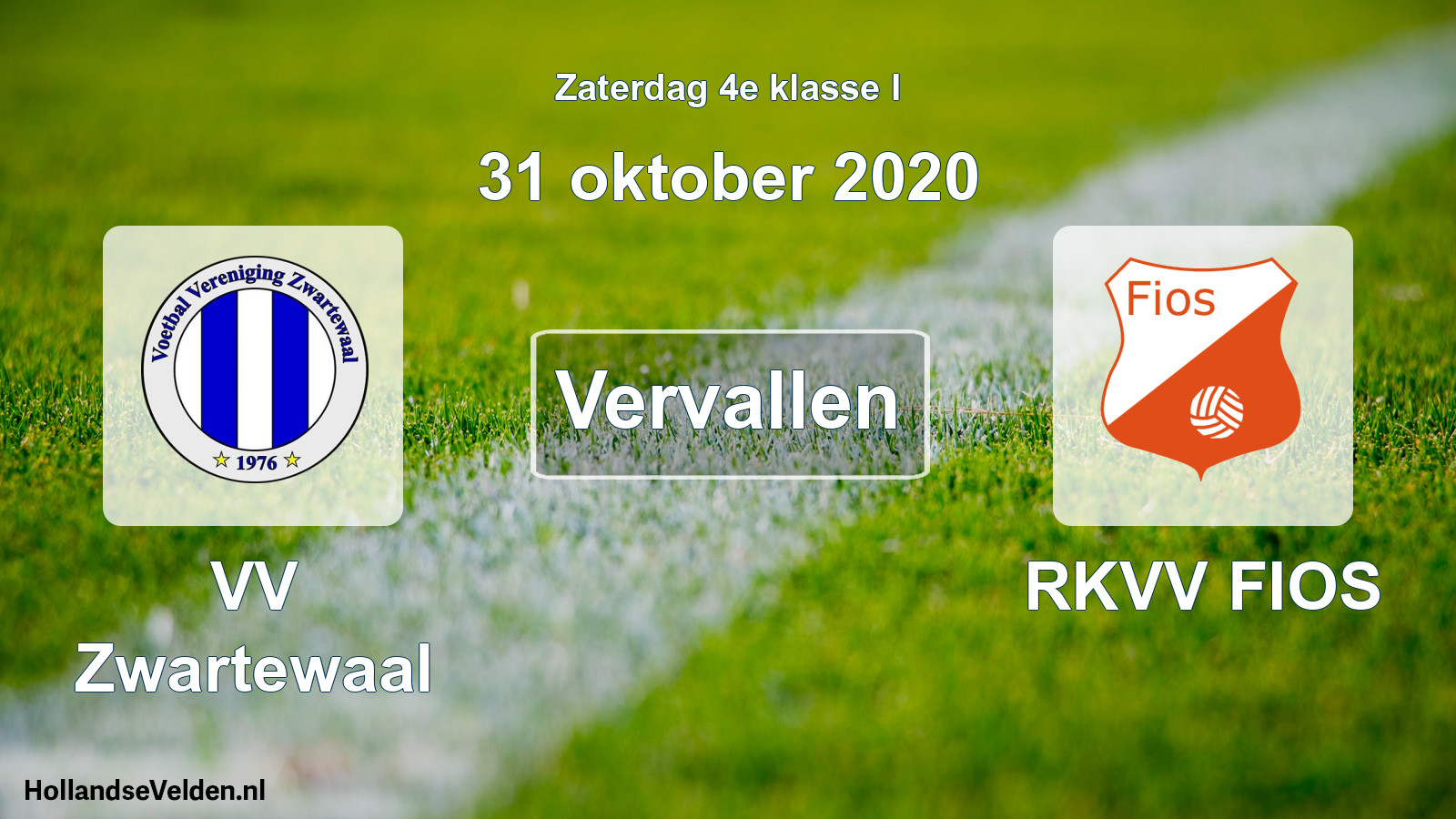 Scheduled Match: VV Zwartewaal - RKVV FIOS (31 October 2020)