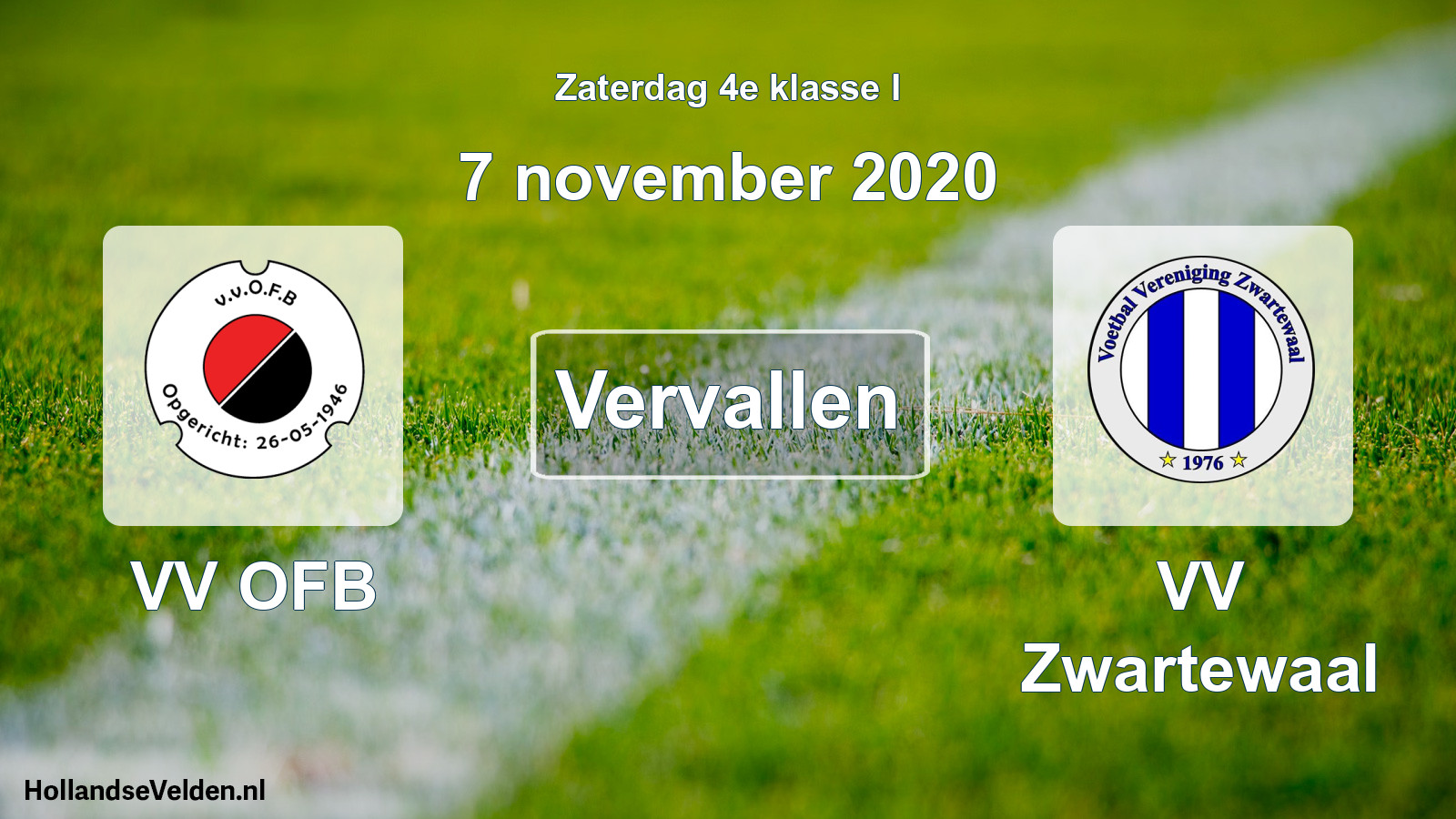 Scheduled Match: VV OFB - VV Zwartewaal (7 November 2020)