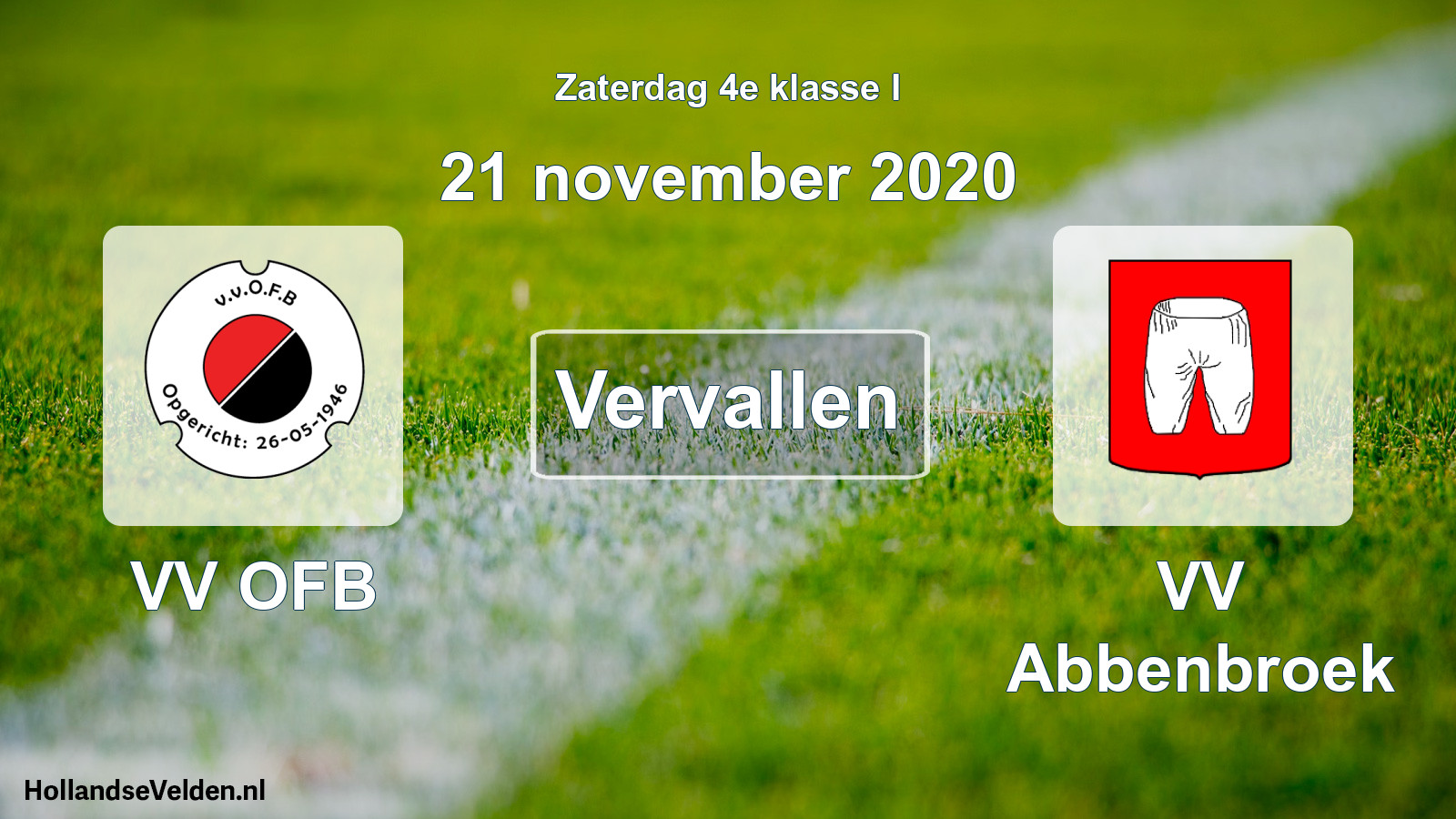 Scheduled Match: VV OFB - VV Abbenbroek (21 November 2020)