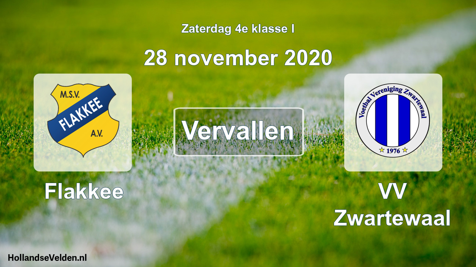 Scheduled Match: Flakkee - VV Zwartewaal (28 November 2020)