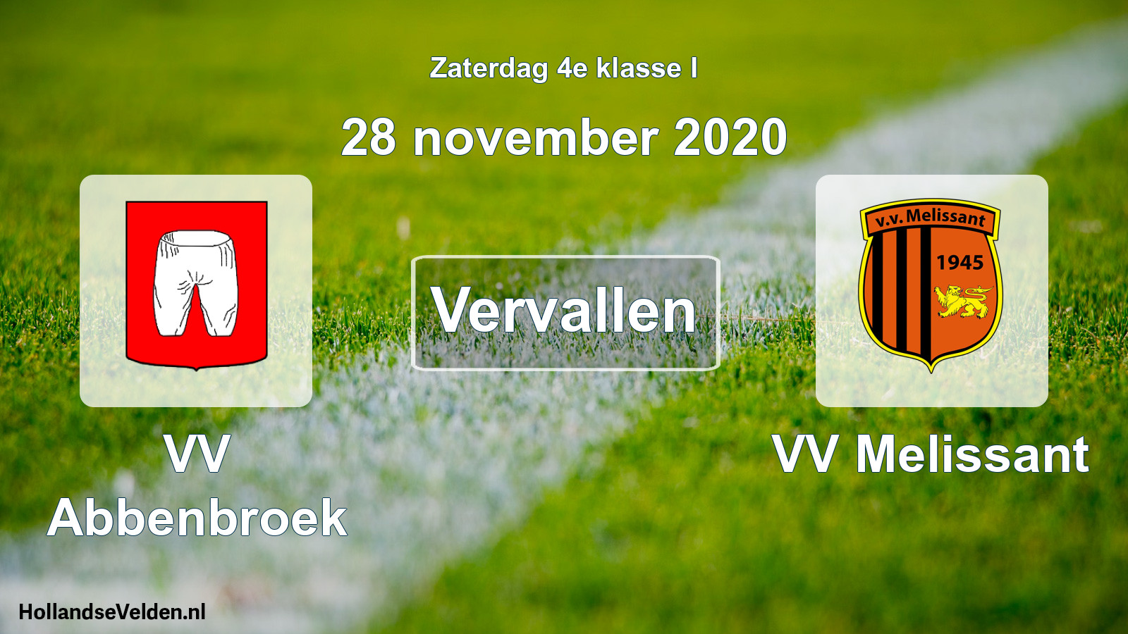 Scheduled Match: VV Abbenbroek - VV Melissant (28 November 2020)