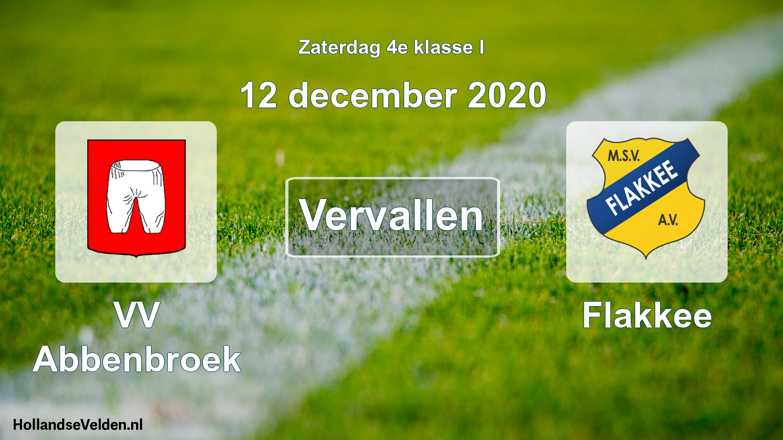 Scheduled Match: VV Abbenbroek - Flakkee (12 December 2020)