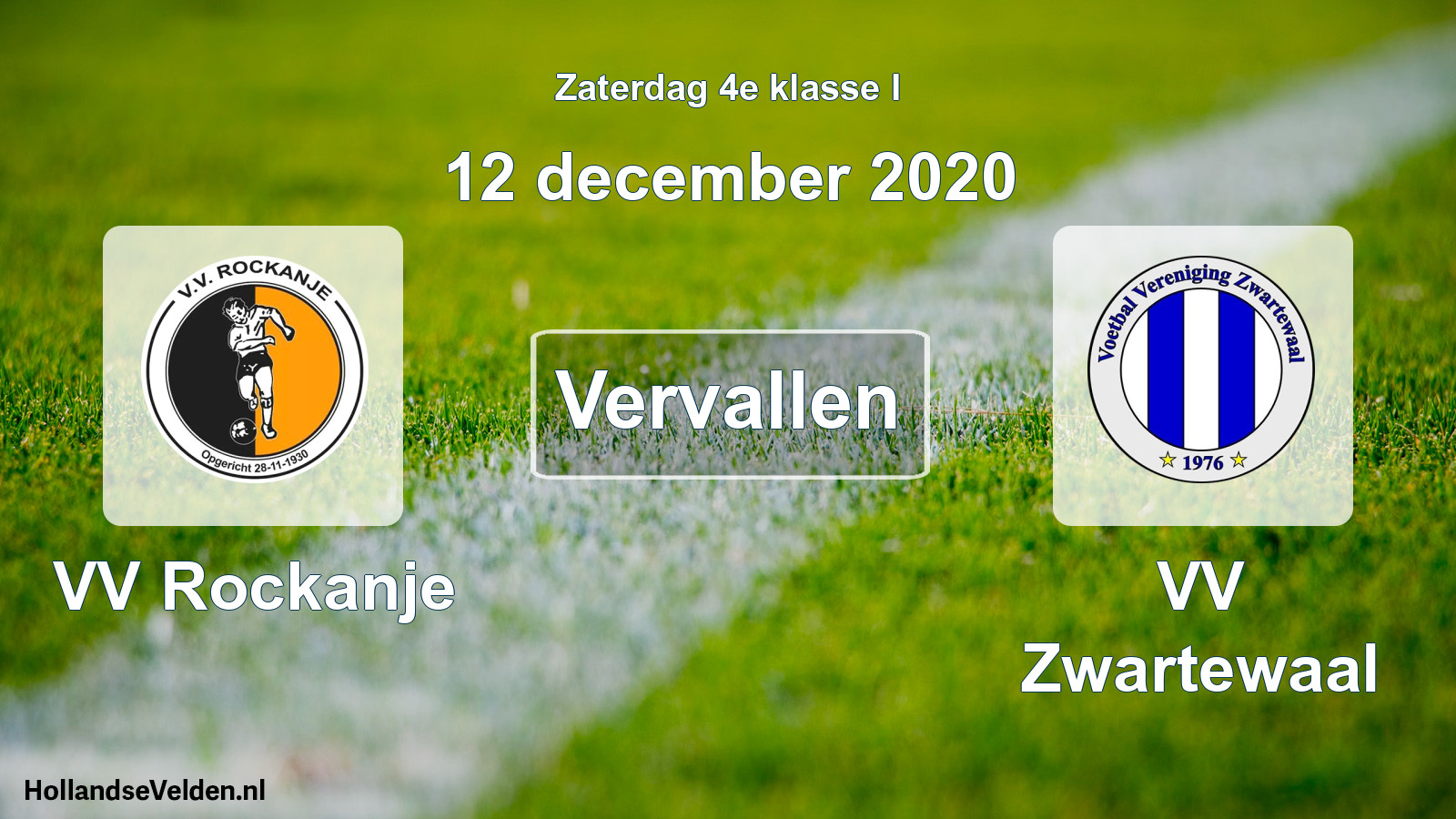 Scheduled Match: VV Rockanje - VV Zwartewaal (12 December 2020)