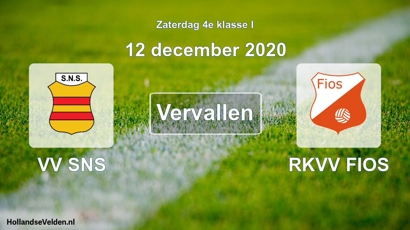 Scheduled Match: VV SNS - RKVV FIOS (12 December 2020)