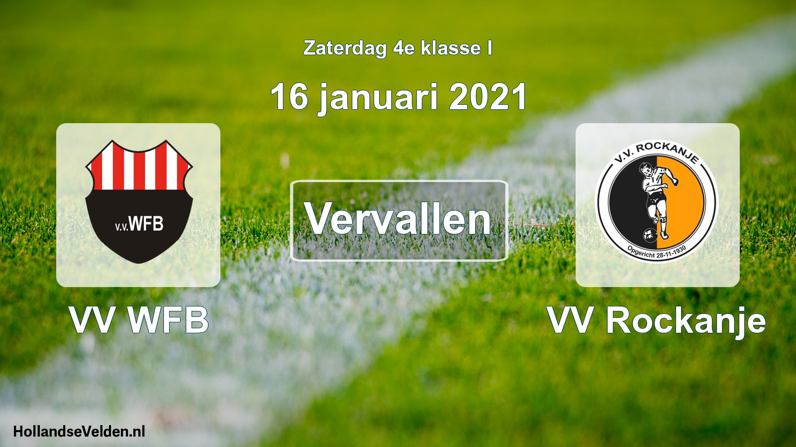 Scheduled Match: VV WFB - VV Rockanje (16 January 2021)