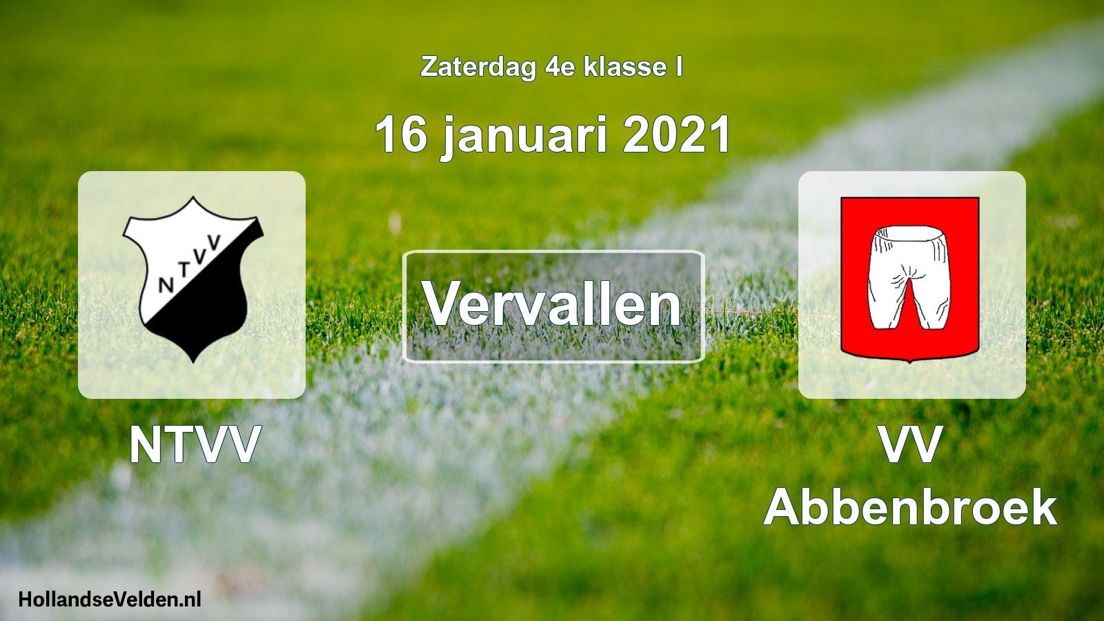 Scheduled Match: NTVV - VV Abbenbroek (16 January 2021)