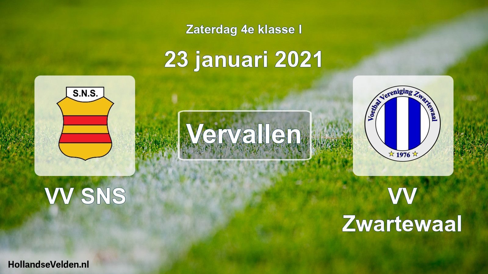 Scheduled Match: VV SNS - VV Zwartewaal (23 January 2021)