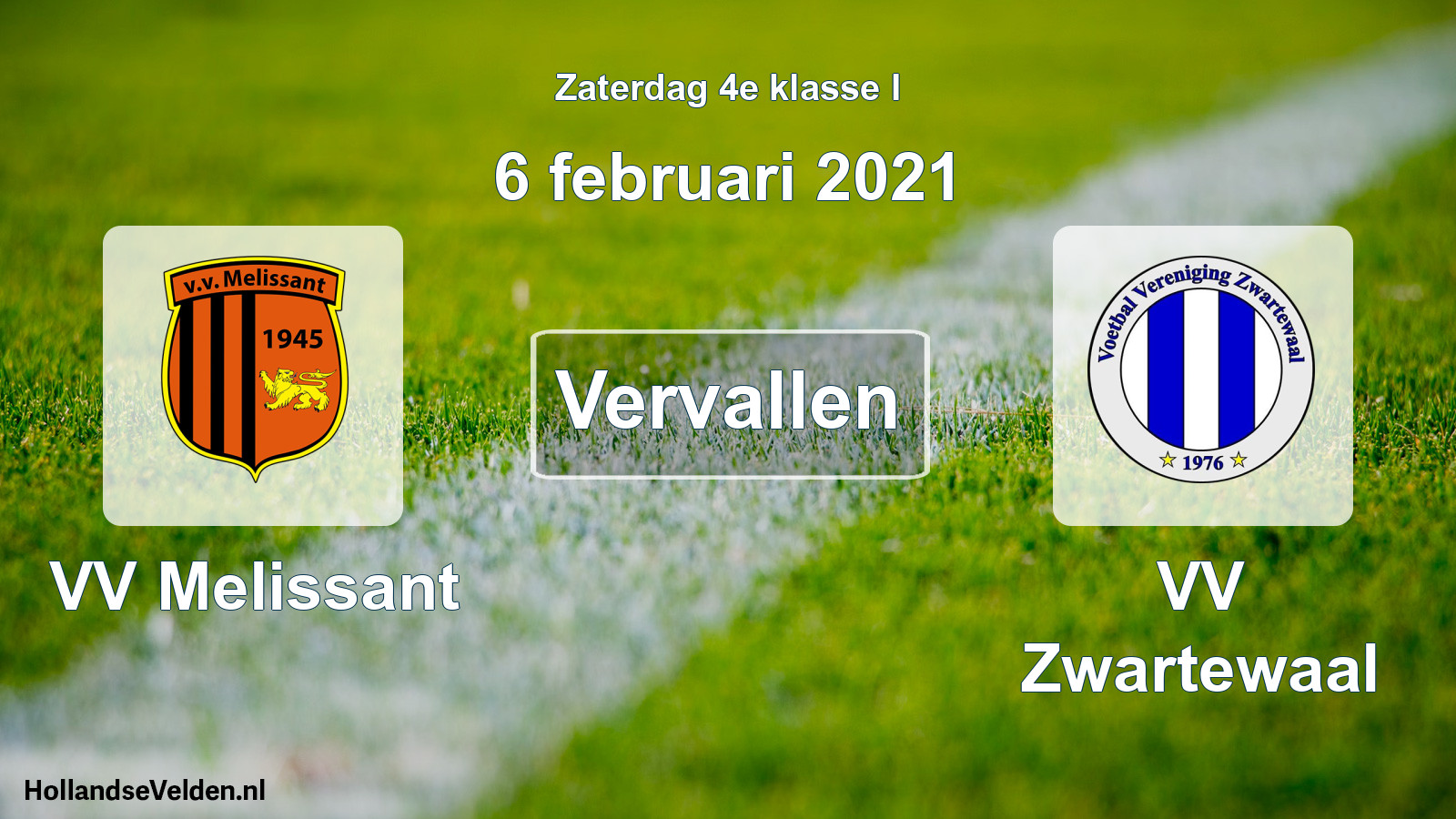 Scheduled Match: VV Melissant - VV Zwartewaal (6 February 2021)
