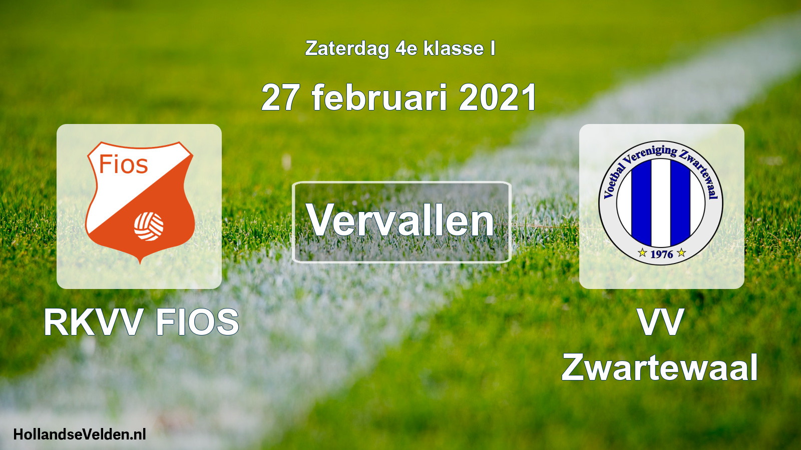 Scheduled Match: RKVV FIOS - VV Zwartewaal (27 February 2021)
