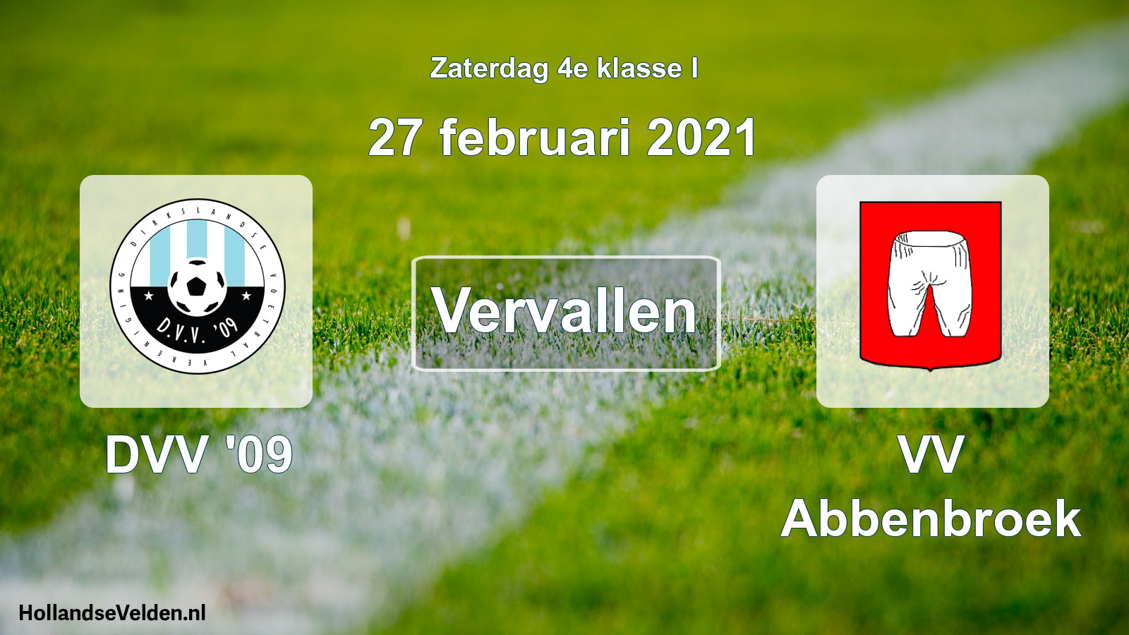 Scheduled Match: DVV '09 - VV Abbenbroek (27 February 2021)