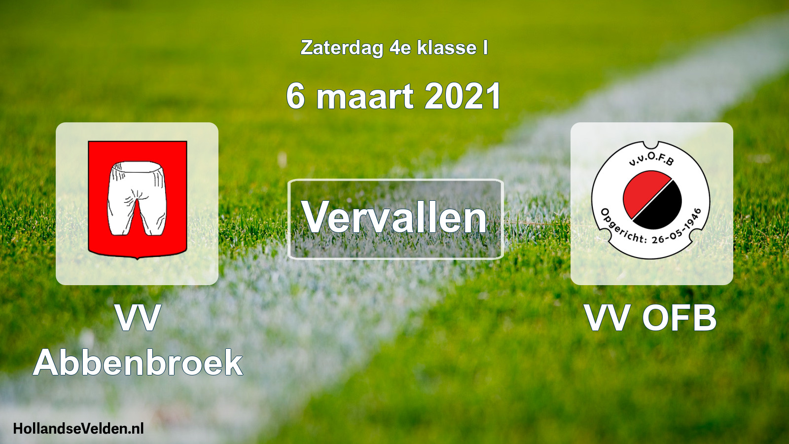 Scheduled Match: VV Abbenbroek - VV OFB (6 March 2021)