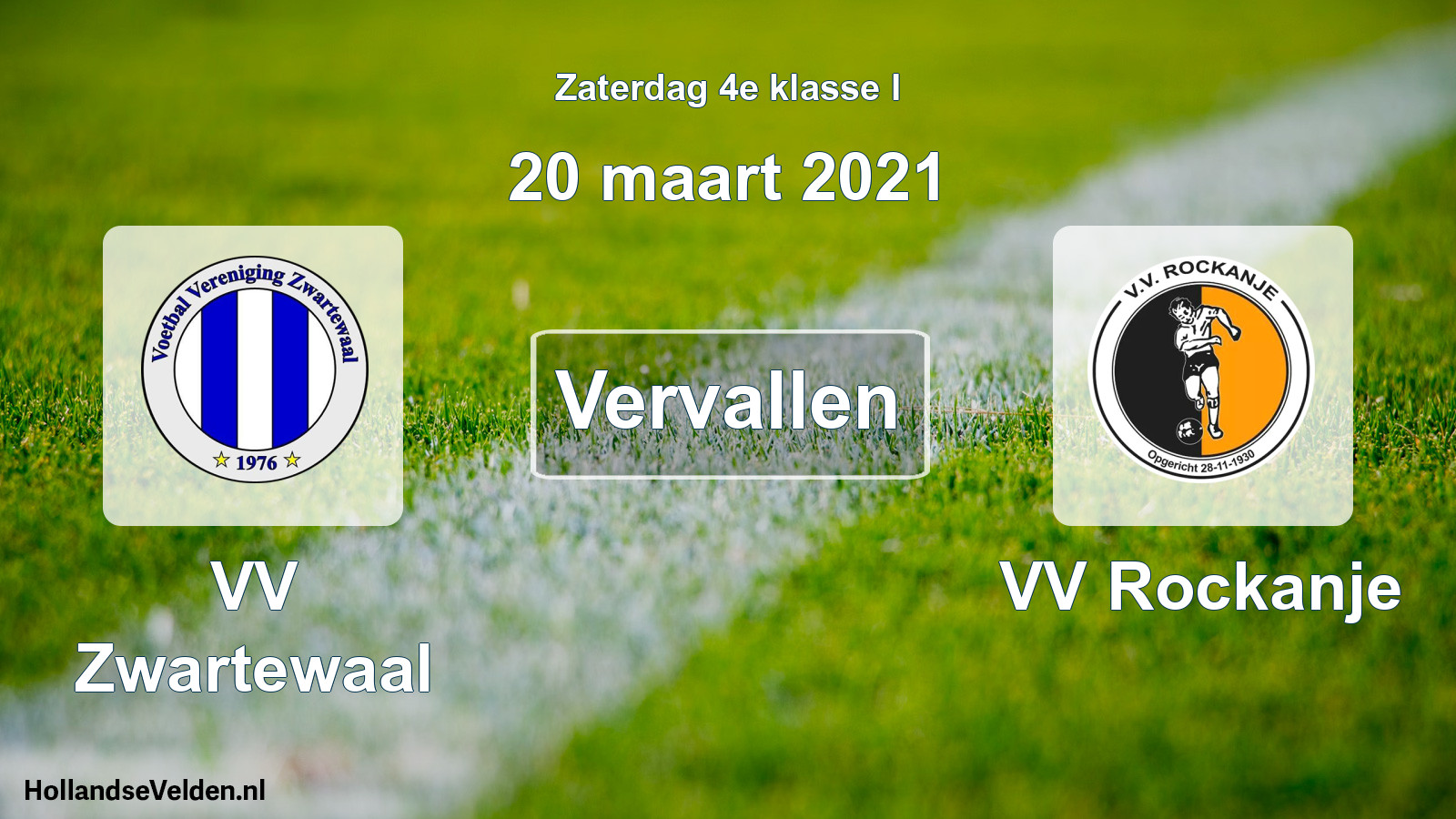 Scheduled Match: VV Zwartewaal - VV Rockanje (20 March 2021)