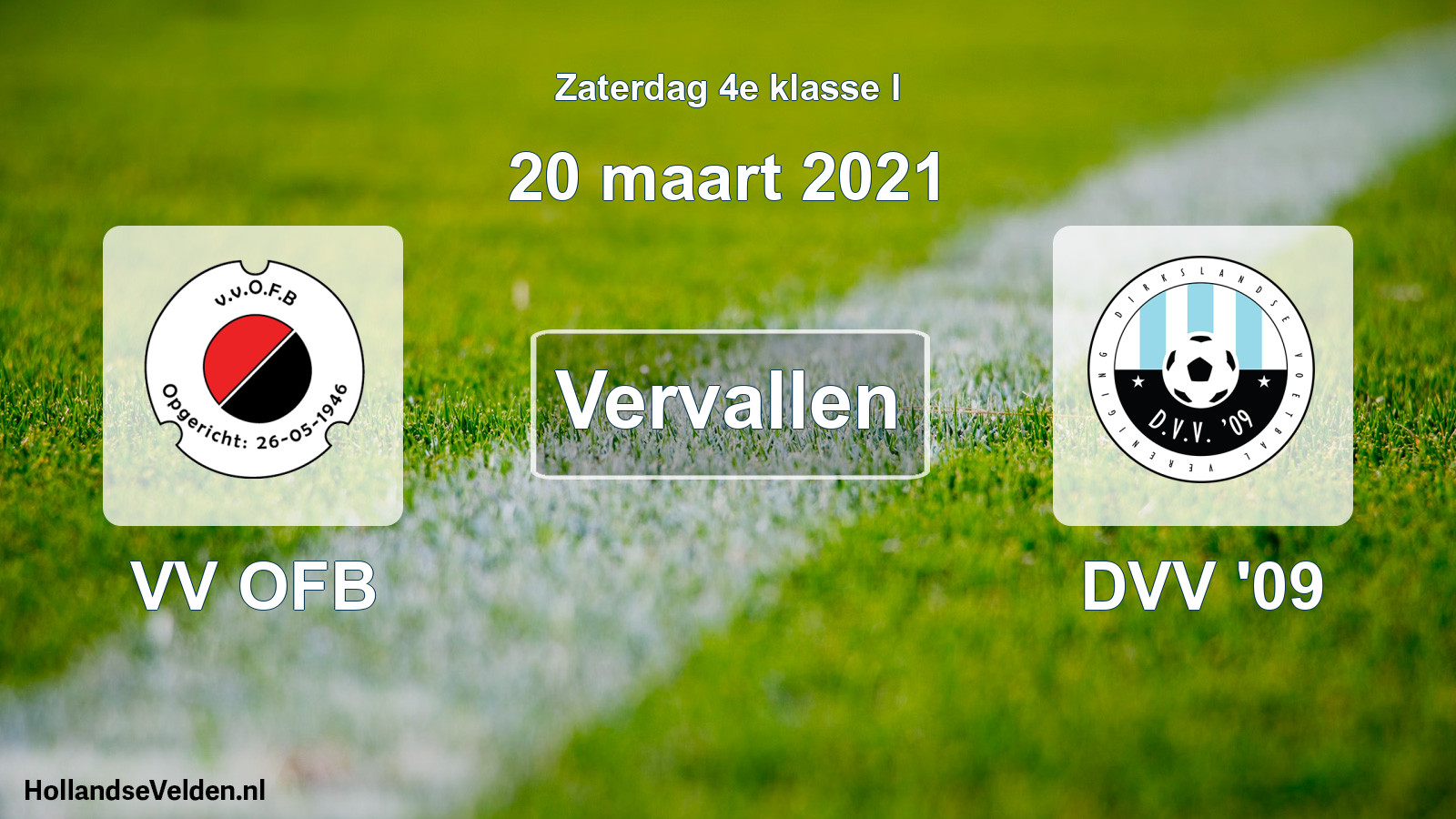 Scheduled Match: VV OFB - DVV '09 (20 March 2021)