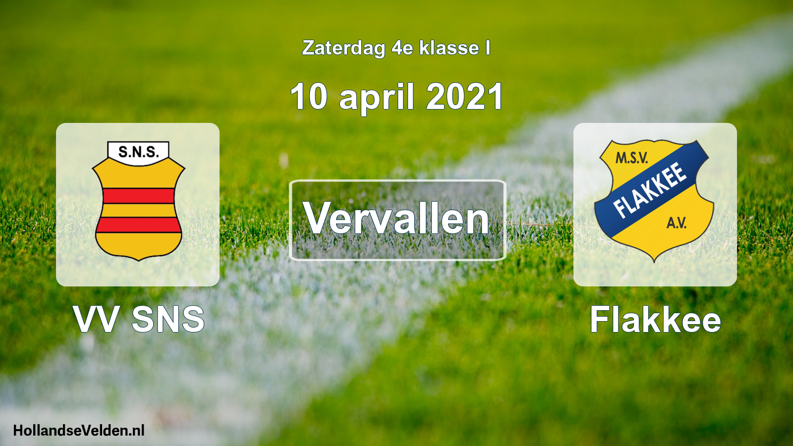 Scheduled Match: VV SNS - Flakkee (10 April 2021)