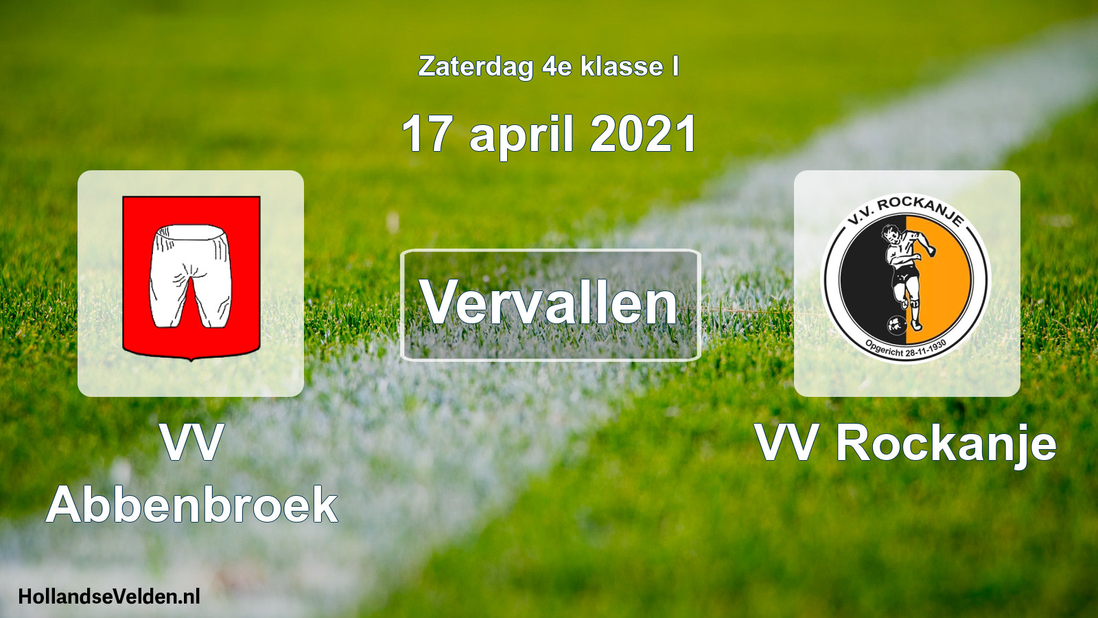 Scheduled Match: VV Abbenbroek - VV Rockanje (17 April 2021)