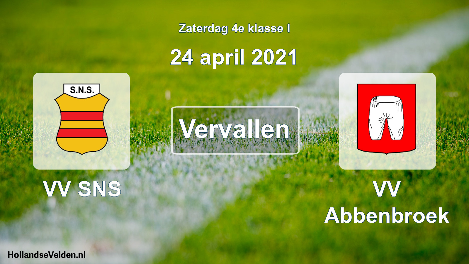 Scheduled Match: VV SNS - VV Abbenbroek (24 April 2021)