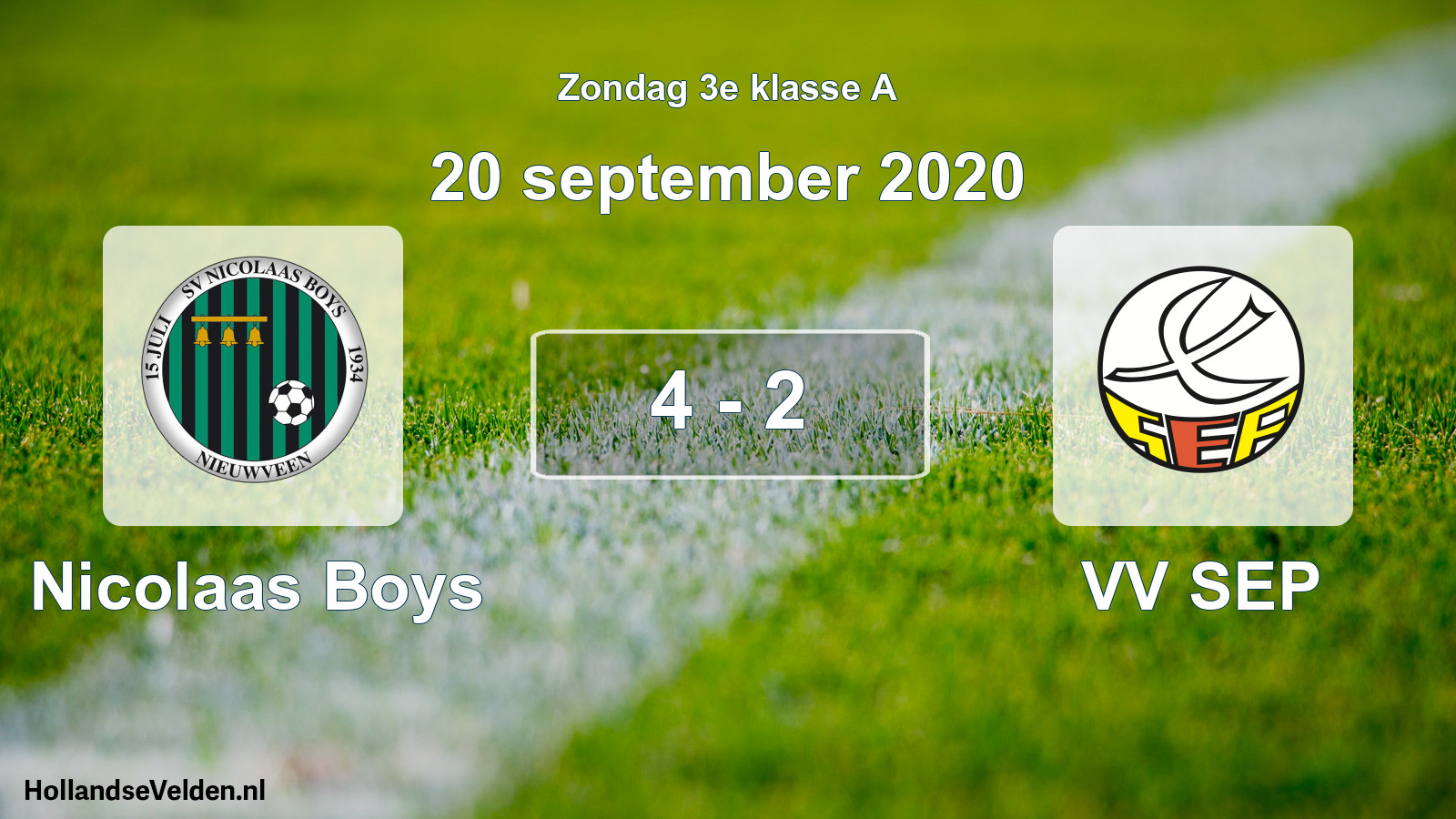 Total number of matches played: Nicolaas Boys - VV SEP 4 - 2 (20 September 2020)
