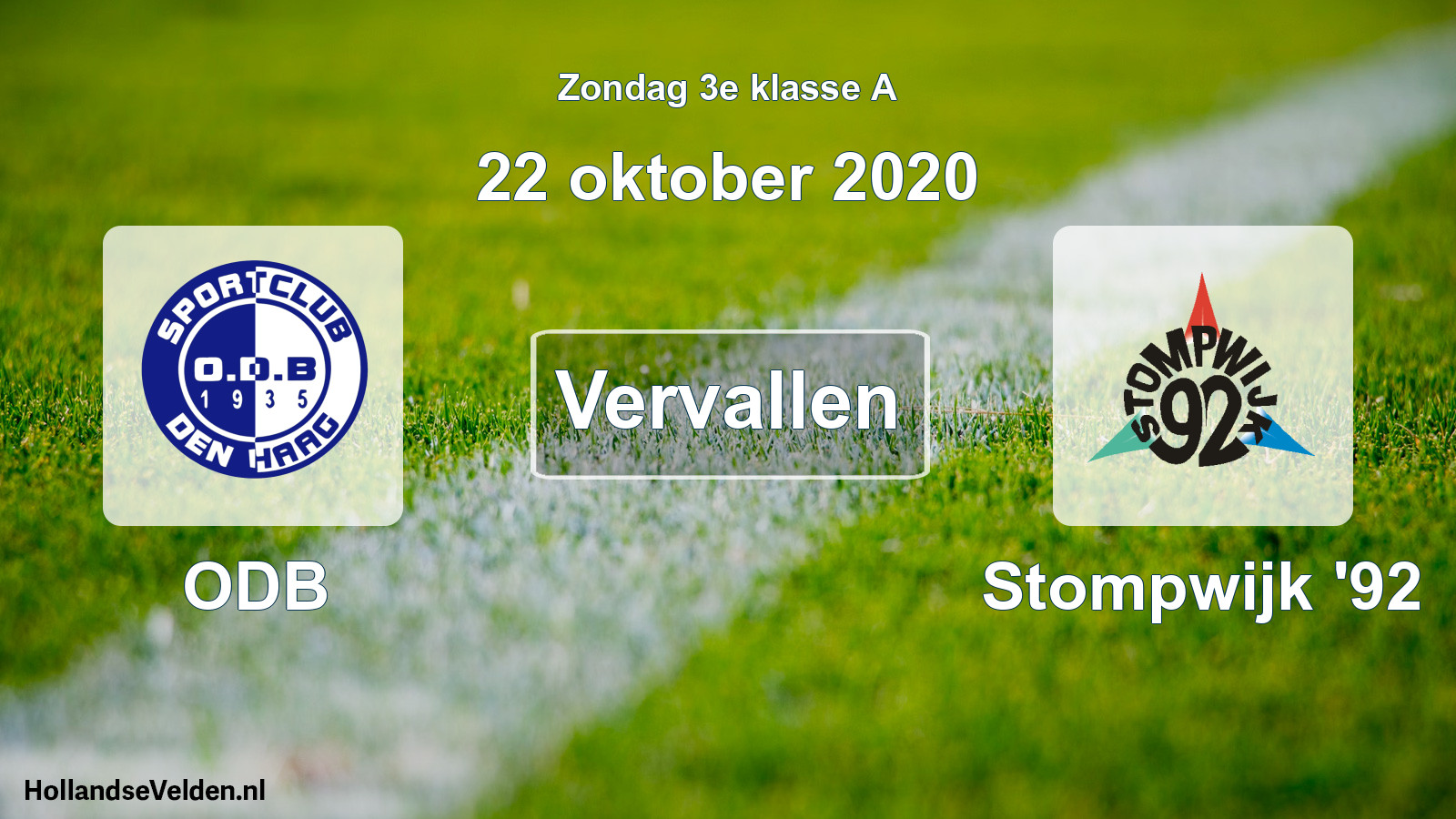 Scheduled Match: ODB - Stompwijk '92 (22 October 2020)