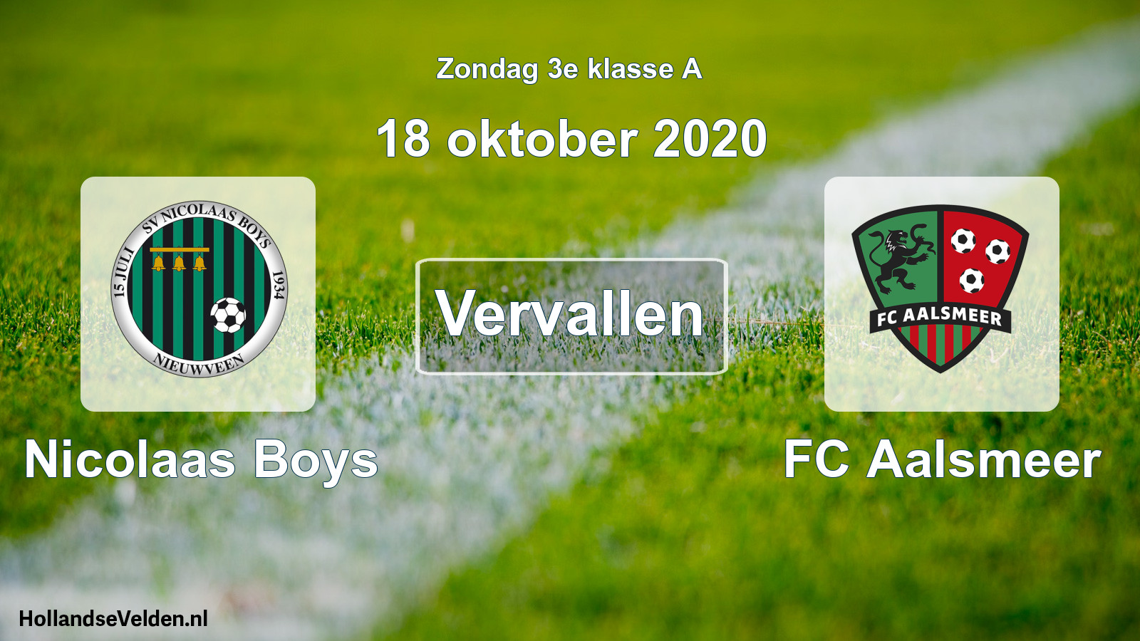 Scheduled Match: Nicolaas Boys - FC Aalsmeer (18 October 2020)