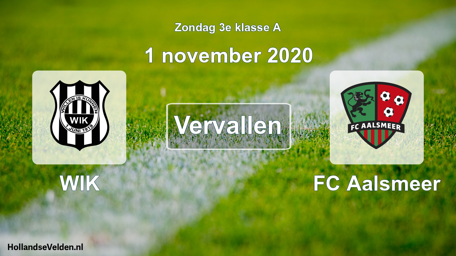 Scheduled Match: WIK - FC Aalsmeer (1 November 2020)