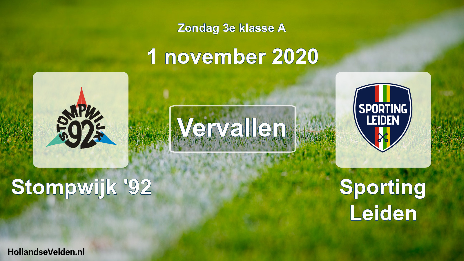 Scheduled Match: Stompwijk '92 - Sporting Leiden (1 November 2020)
